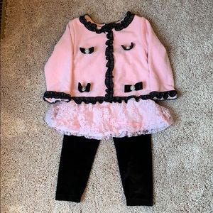 Girls 2T Chanel Inspired pink and black outfit